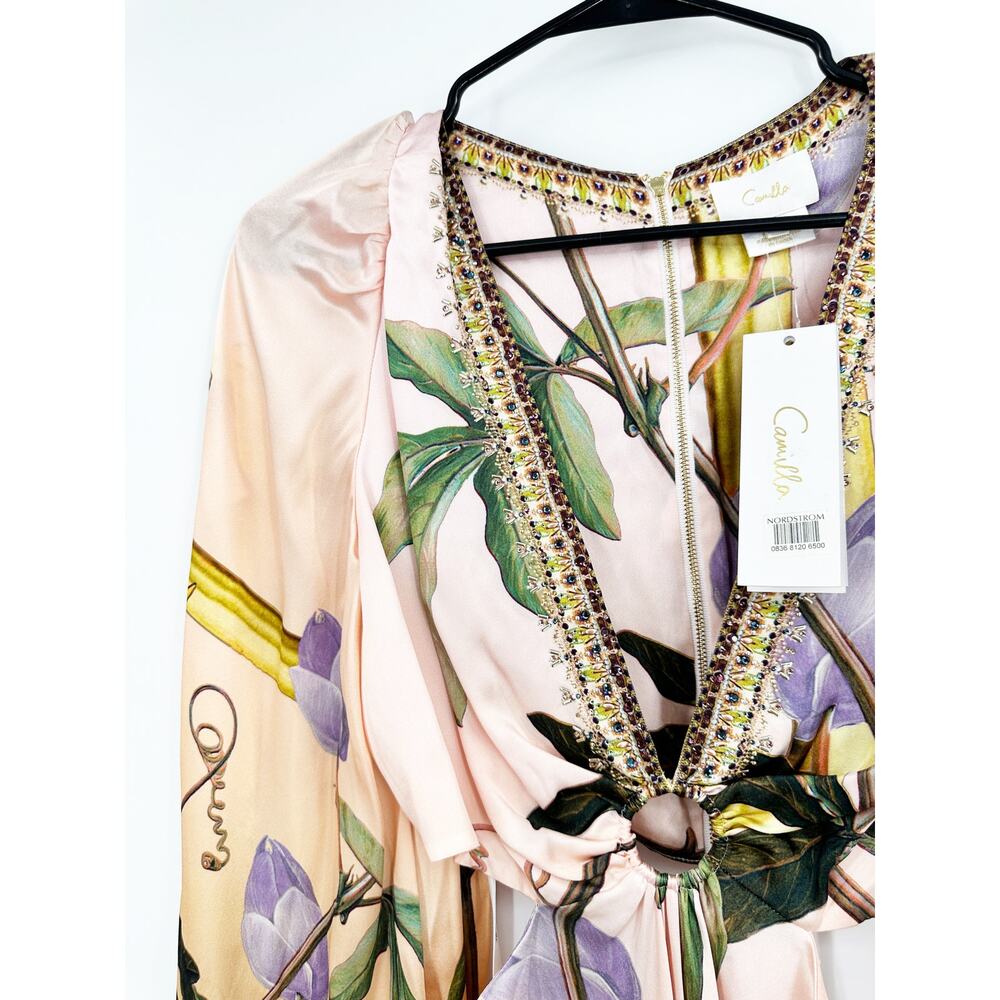 Camilla U-Ring Cut Out Dress in Original Sin‎ Silk Maxi Size L NEW - Picture 5 of 12